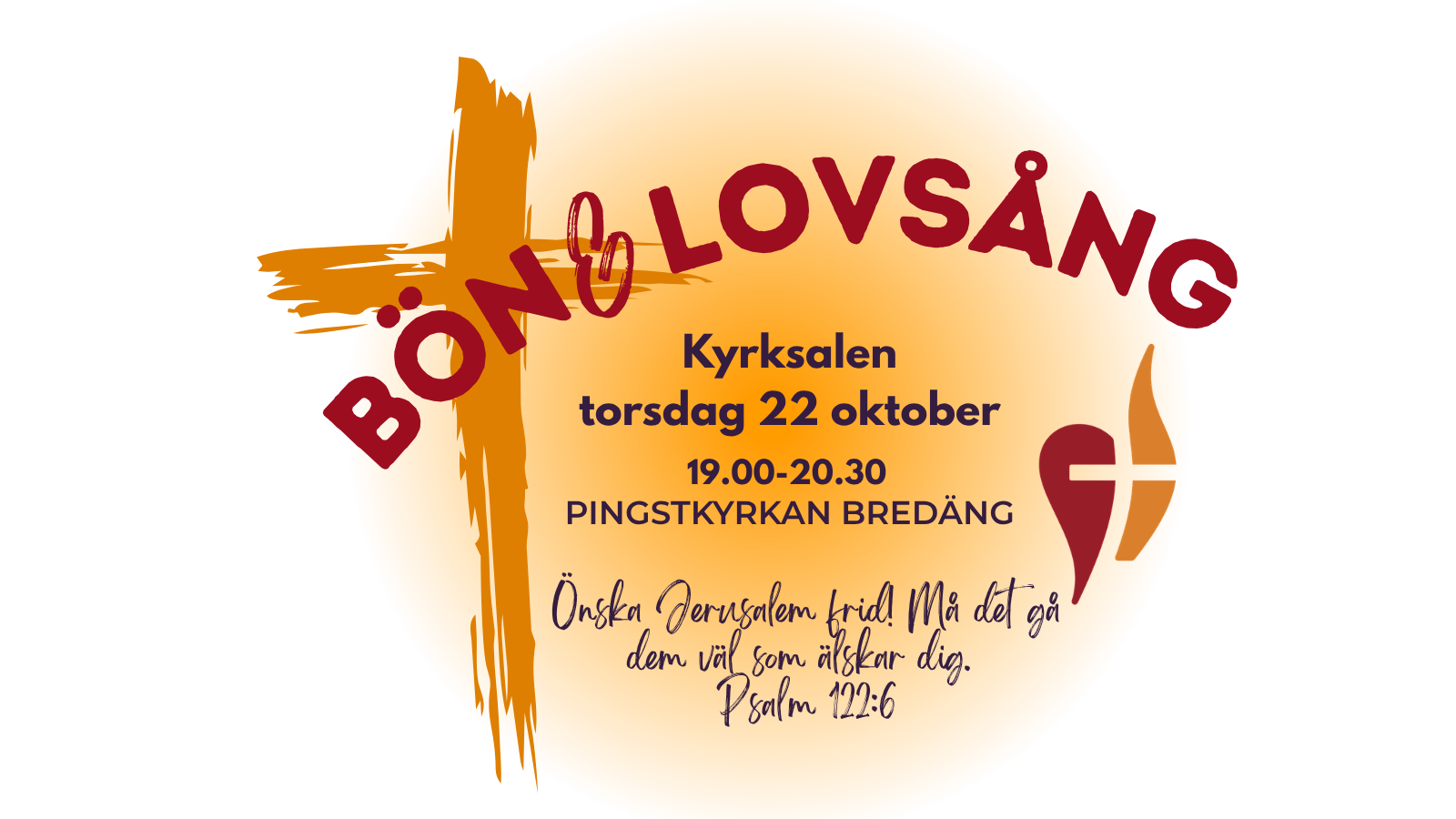 Bönekväll i kyrksalen kl 19.00-20.30